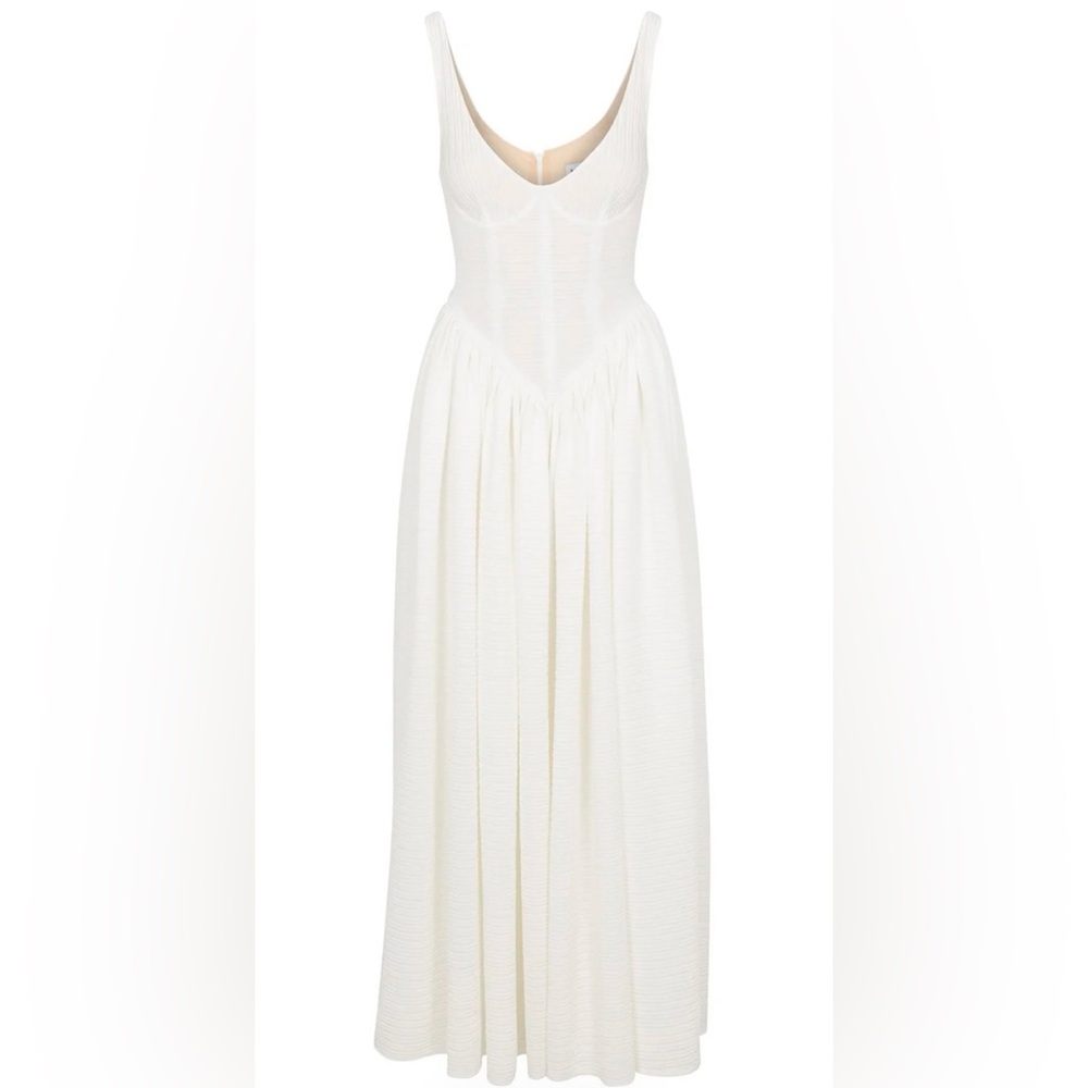 White Sleeveless Maxi Dress with Sculpted Bodice